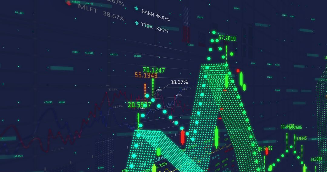 Futuristic Digital Data Visualization with Neon Green Graphs