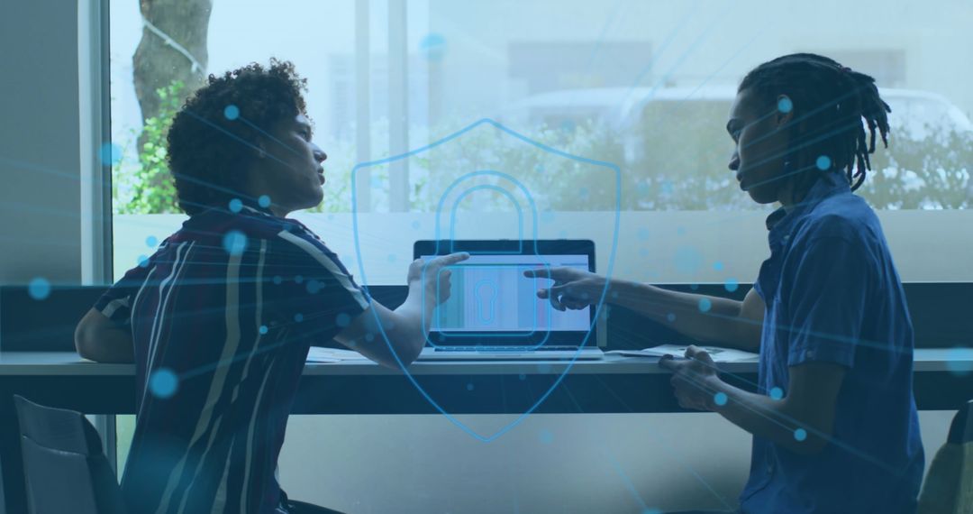 Business Professionals Discussing Cybersecurity Experts Network Protection