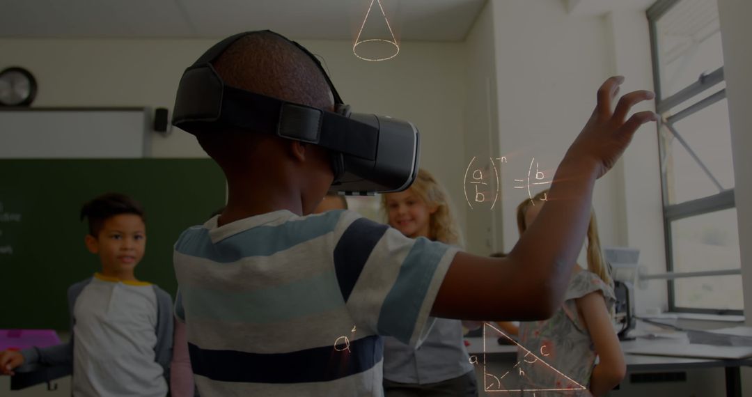 Mixed Race Schoolchildren Exploring Math Concepts via Virtual Reality