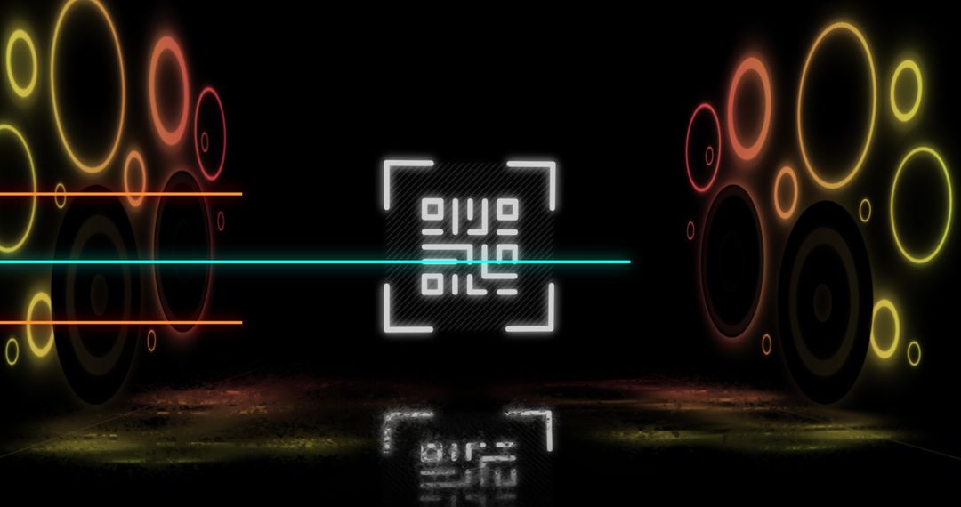 Neon QR Code with Geometric Shapes for Digital Security