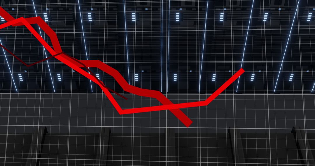 Digital Interface with Red Data Line Over Servers