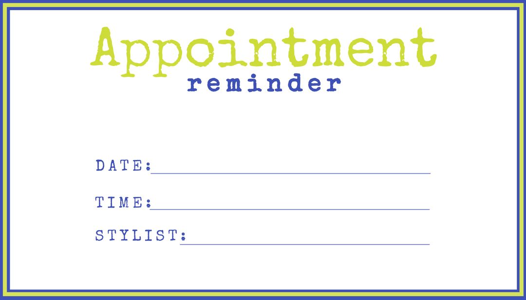 Creative Appointment Reminder Card with Date, Time, Stylist Fields - Download Free Stock Templates Pikwizard.com