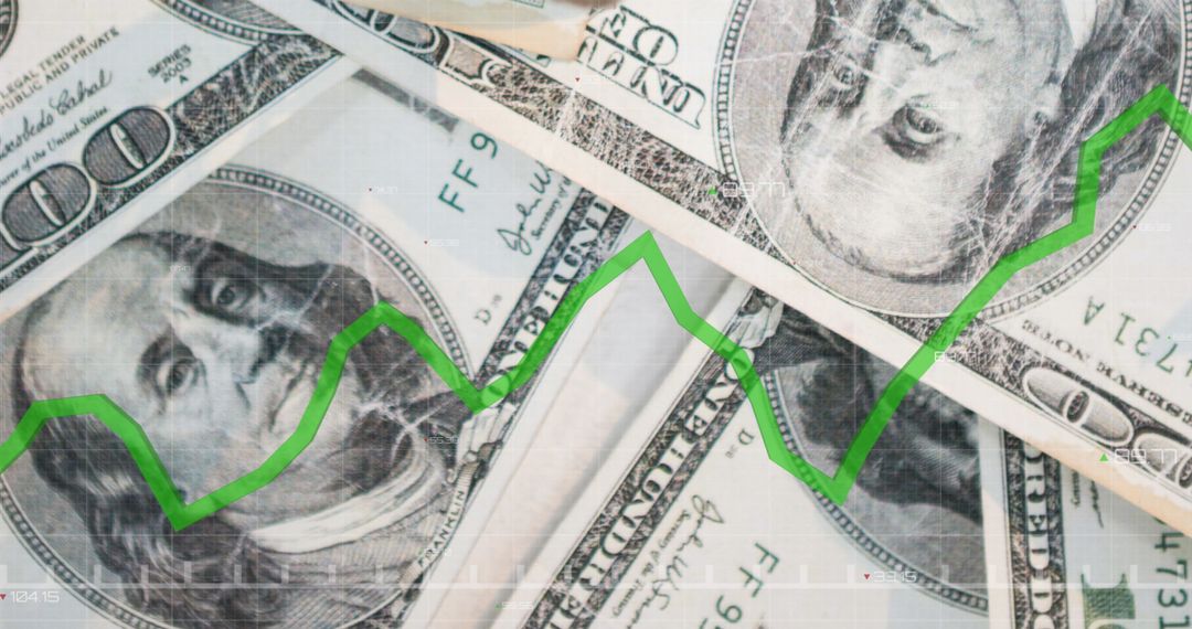 Economic Growth Concept with Rising Graph on Dollar Bills