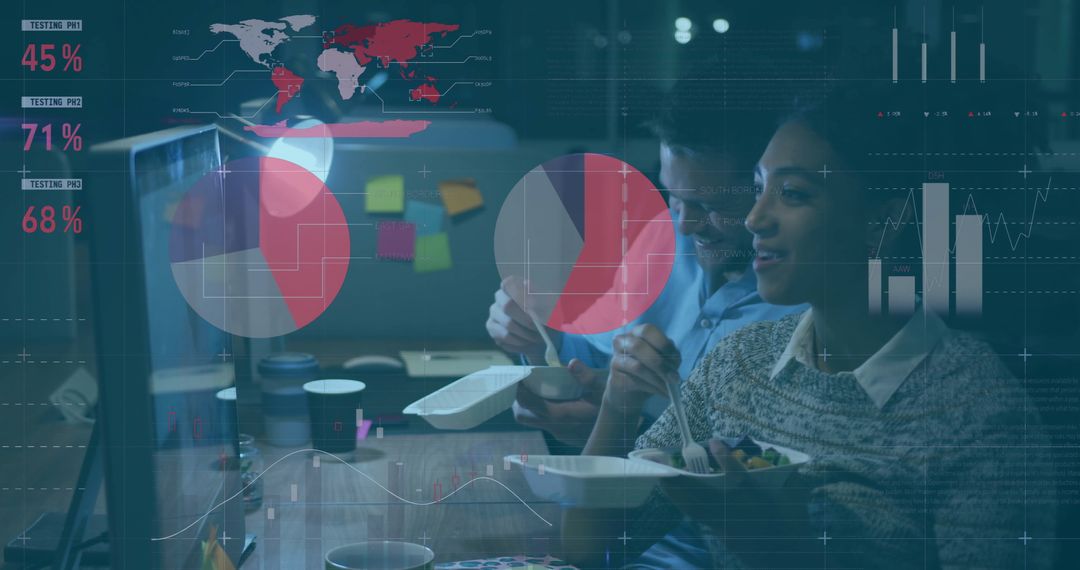 Business Team Bonding With Night Long Data Analysis