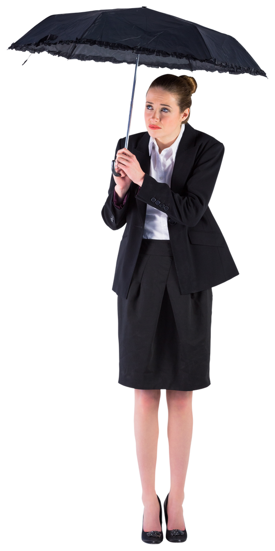 Transparent Businesswoman Holding Black Umbrella, Formal Suit - Download Free Stock Images Pikwizard.com