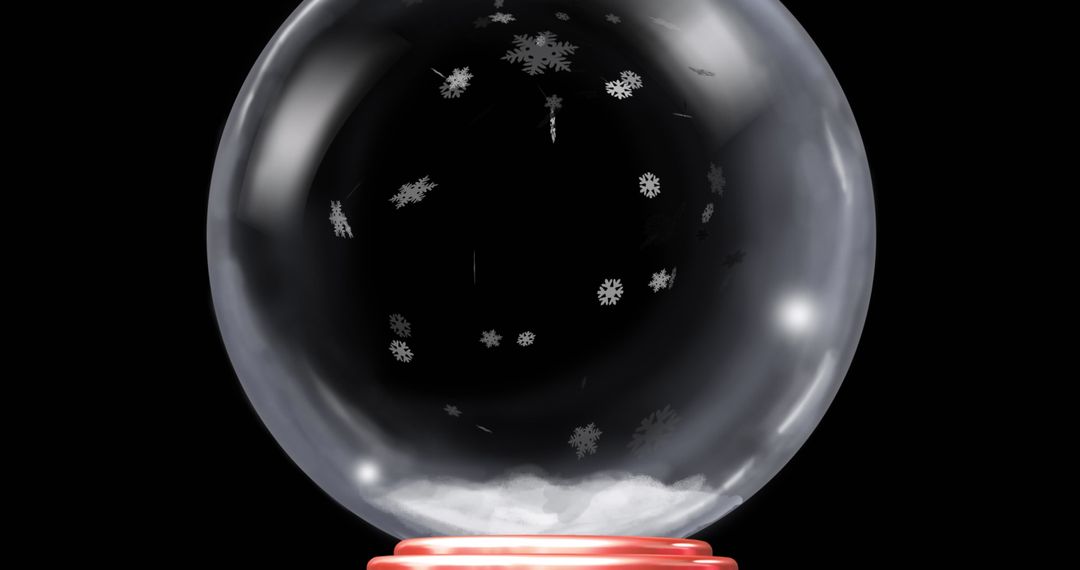 Calm Glass Globe with Falling Snowflakes and Red Base