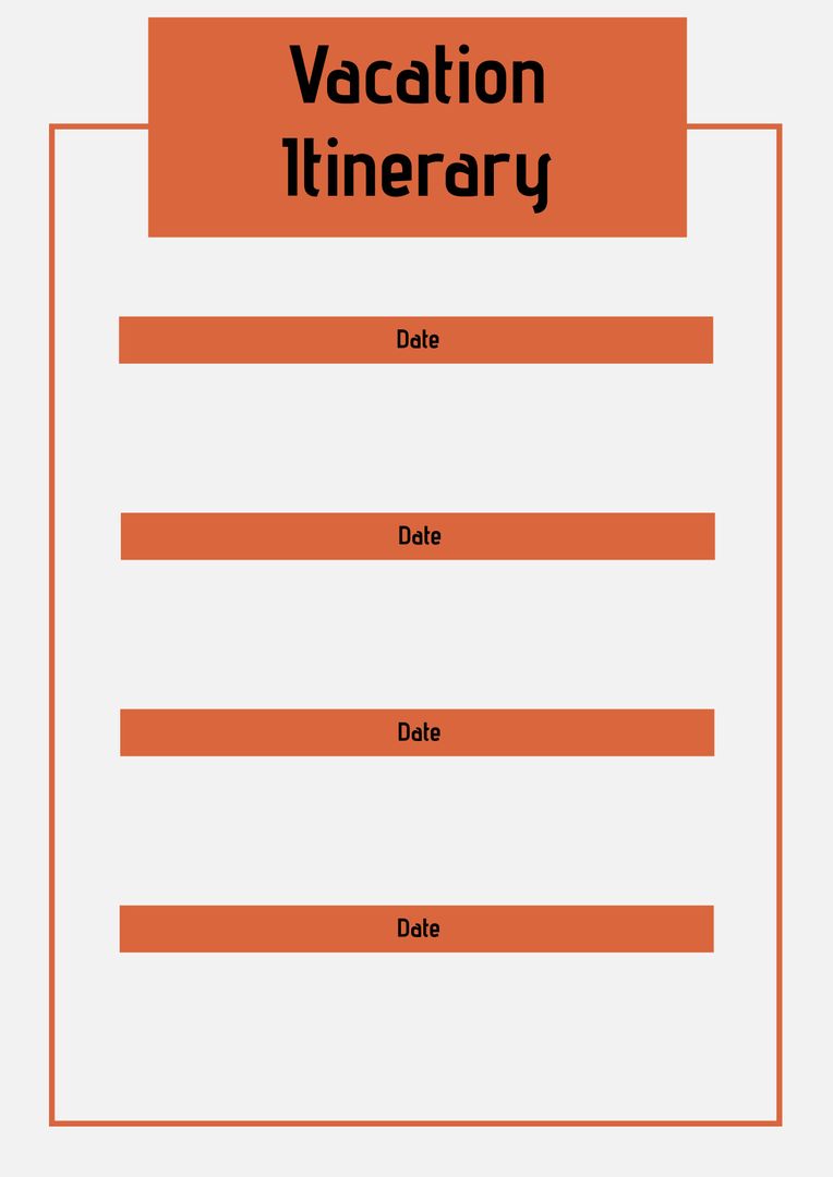 Vacation Itinerary Template with Date Entries