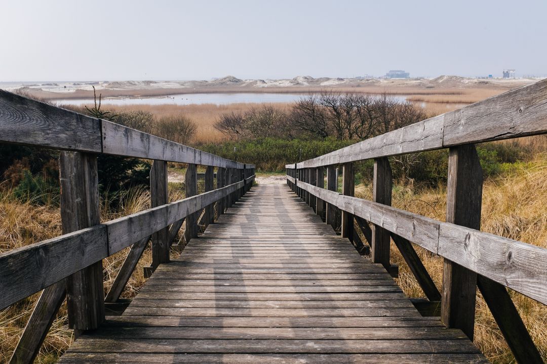 Wooden Boardwalk Leading to Scenic Beach Dunes - Free Images, Stock Photos and Pictures on Pikwizard.com