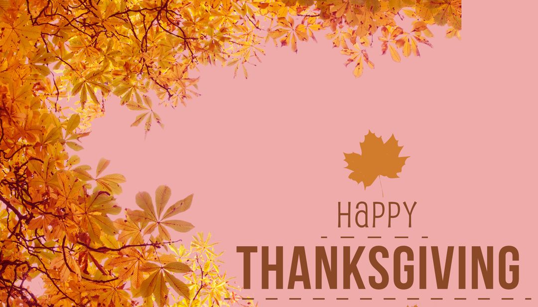 Warm Thanksgiving Greeting with Autumn Foliage and Leaves