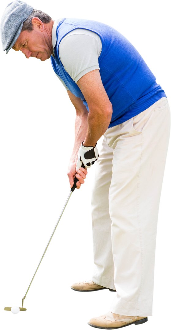 Caucasian Golf Player Practicing Put on Transparent Background - Download Free Stock Images Pikwizard.com