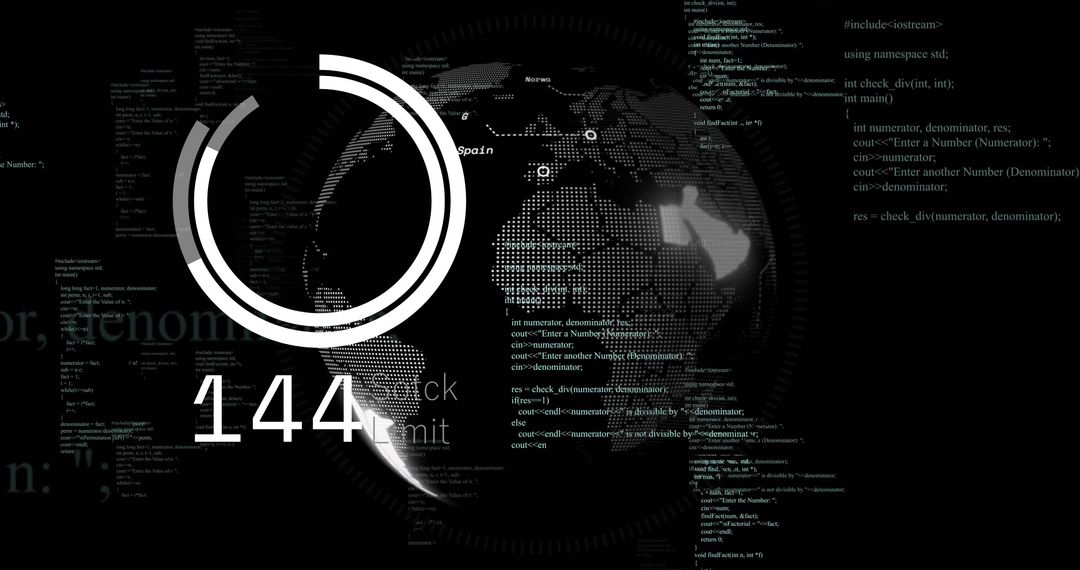 Digital Globe with Code Interface and Progress Ring Visual