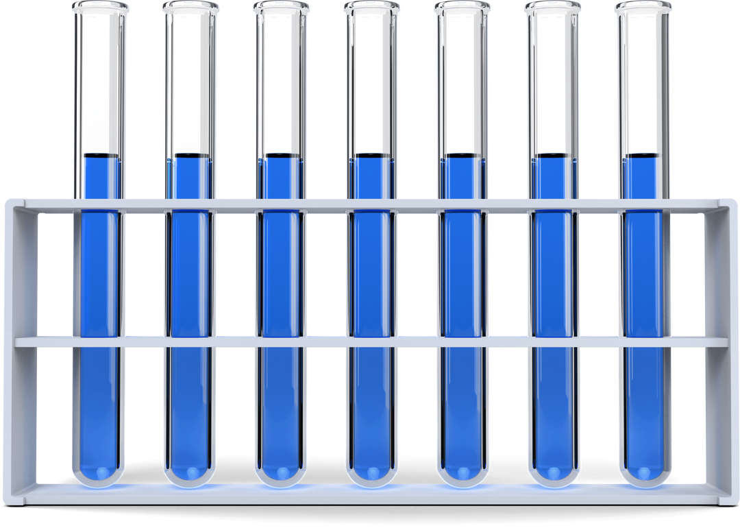 Transparent Test Tubes with Blue Chemical Solutions in Rack - Download Free Stock Images Pikwizard.com