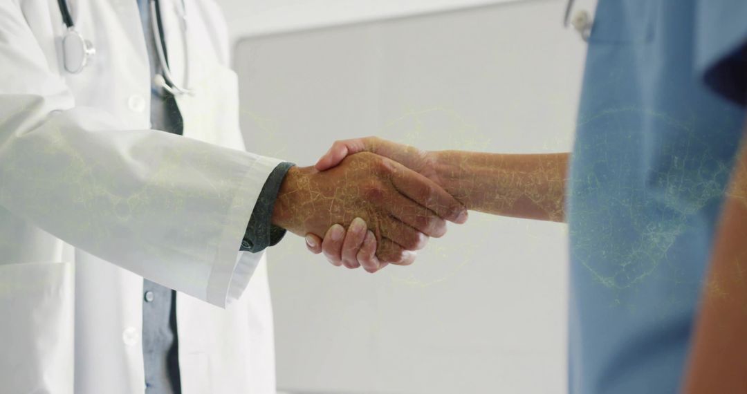 Doctor and Nurse Shaking Hands in Hospital Setting
