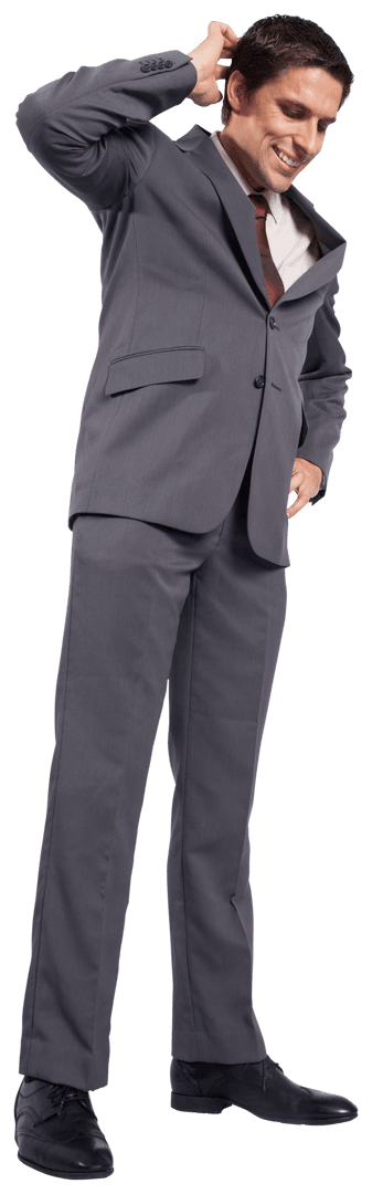 Waiting Businessman Scratching Head on Transparent Background
