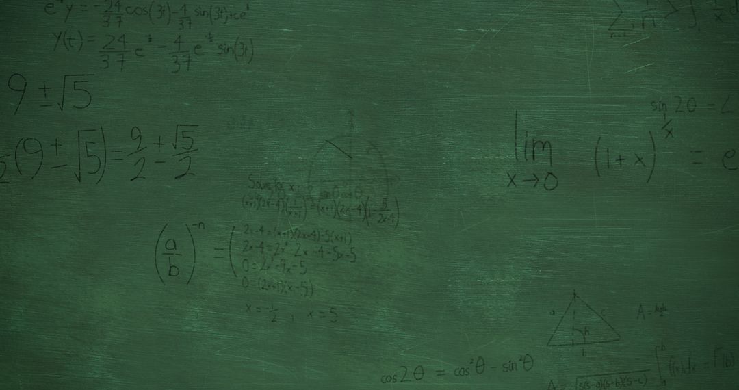 Complex Mathematical Formulas on Green Chalkboard Background