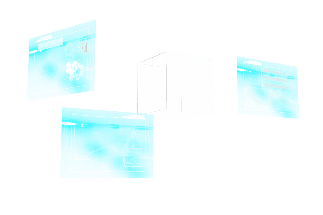 Digital Interface Screens on Transparent Background