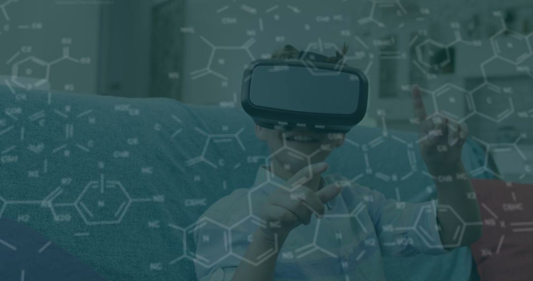 Boy Engaging with Virtual Reality while Exploring Chemistry