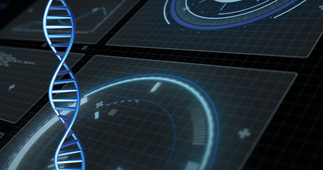 Rotating DNA Strand with Digital Data Visualization