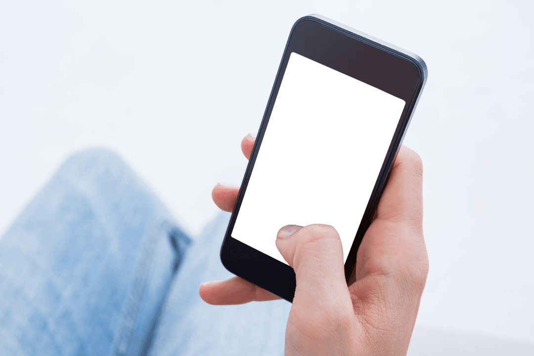 Transparent Smartphone Screen Held by Woman in Casual Jeans