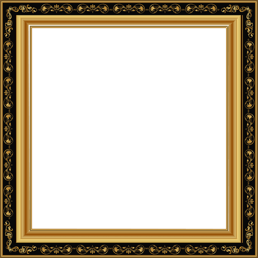 Vintage Square Frame with Gold Scrollwork and Decorative Elegance