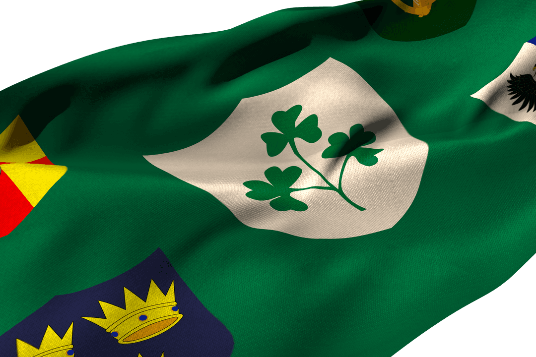 Transparent IRFU Centenary Logo Flag Waving Close-up