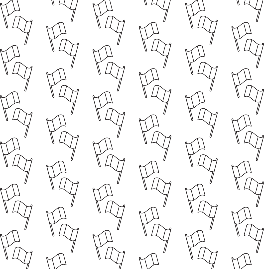 Seamless Black Flags Pattern on Transparent Background