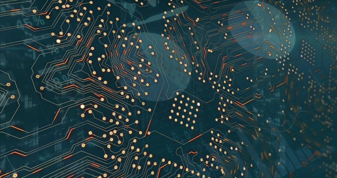 Digital Circuit Graphic on Black Background