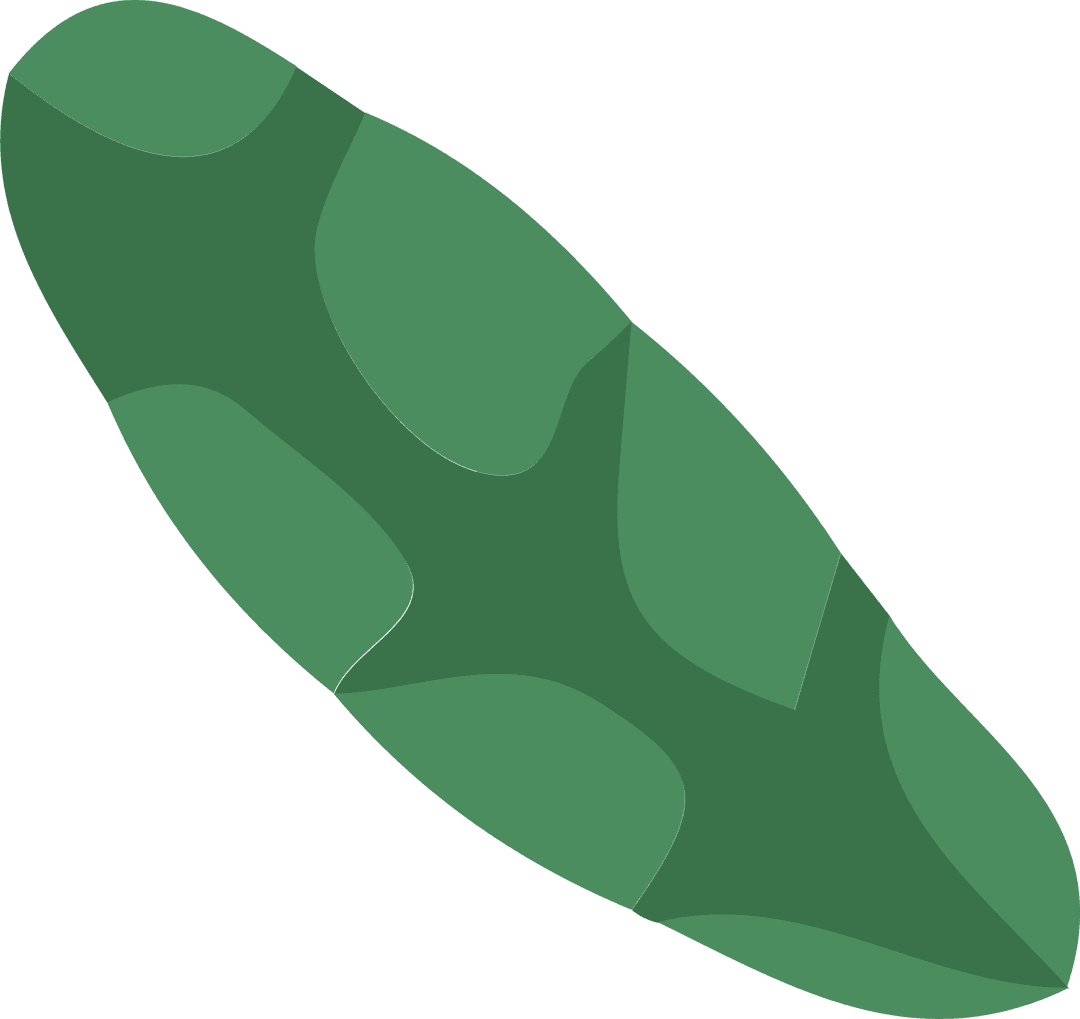 Minimalist Camo Pattern Elongated Green Shape on Transparent Background