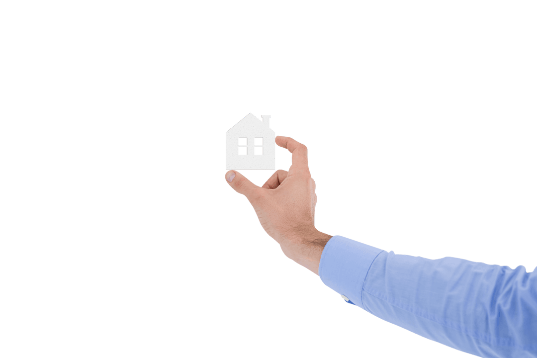 Hand Holding House Symbol on Transparent Background