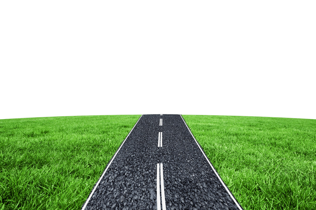Transparent Background Road with Green Grass Illustration