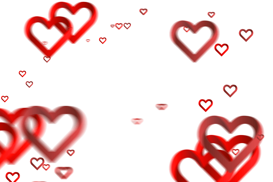 Floating Transparent Red Hearts on Black Background