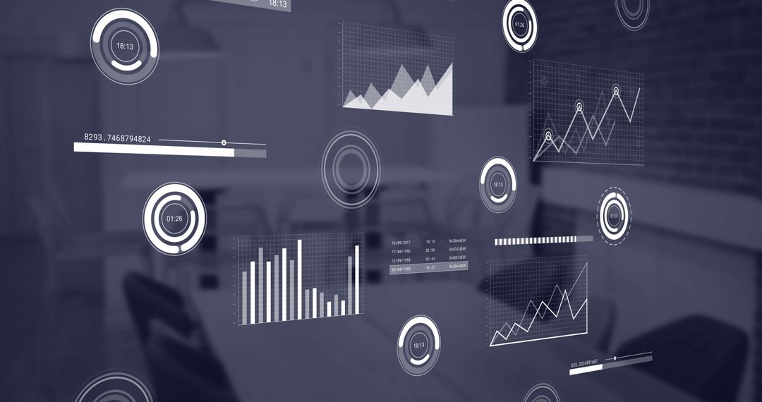 Futuristic Data Analytics Interface in Modern Workspace