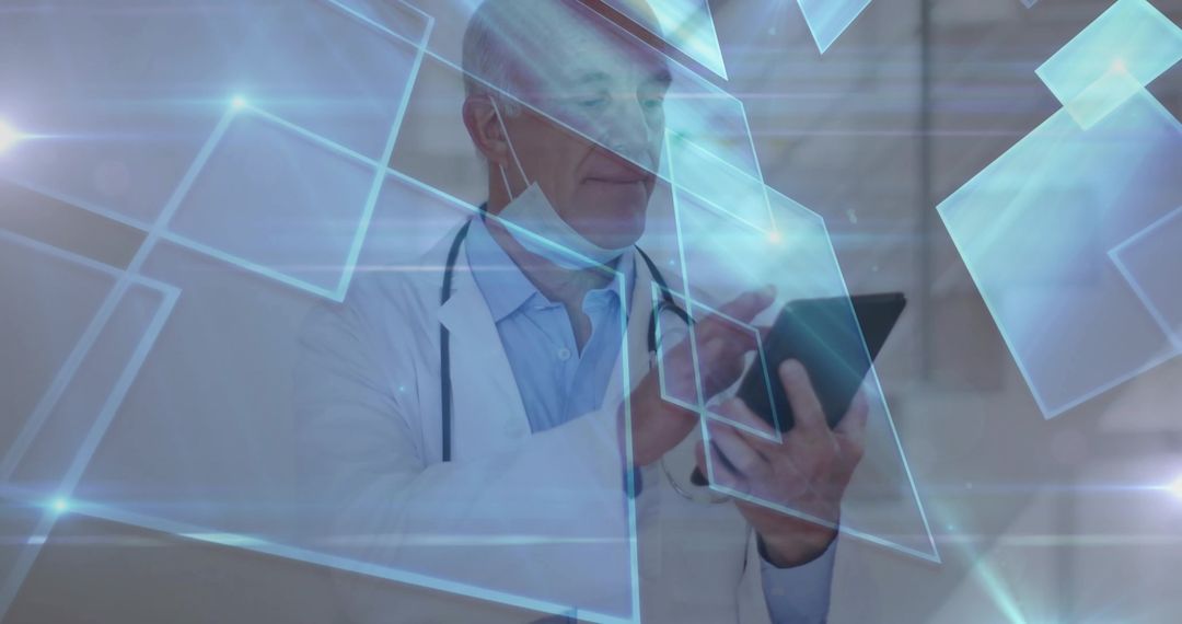 Futuristic Technology in Healthcare: Doctor Interacts with Holographic Interface
