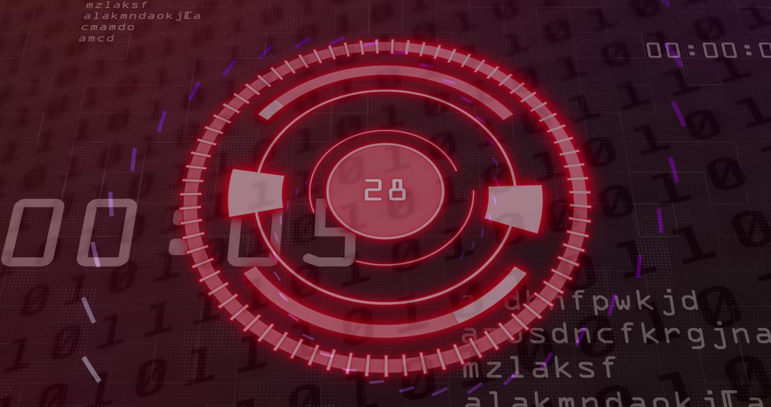 Digital Red Radar with Data Overlay in High-Tech Environment