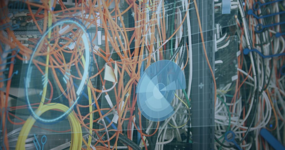 Complex Server Cables with Digital Overlay Elements in Data Center
