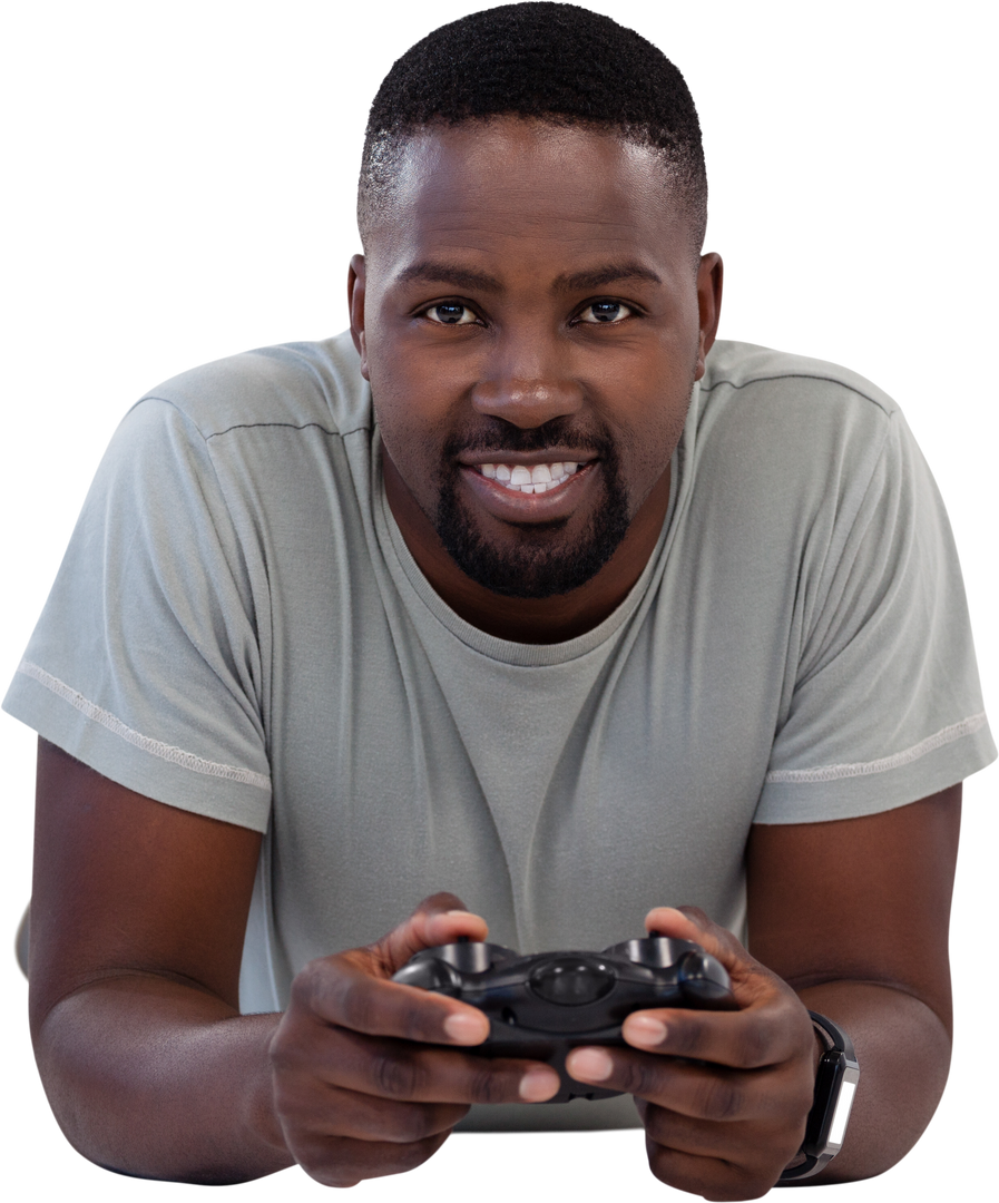 Joyful man playing video game with transparent background - Download Free Stock Images Pikwizard.com