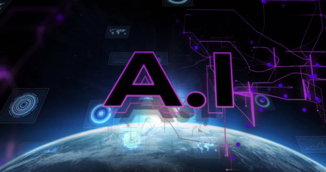 Futuristic AI Technology Concept Over Earth Planet