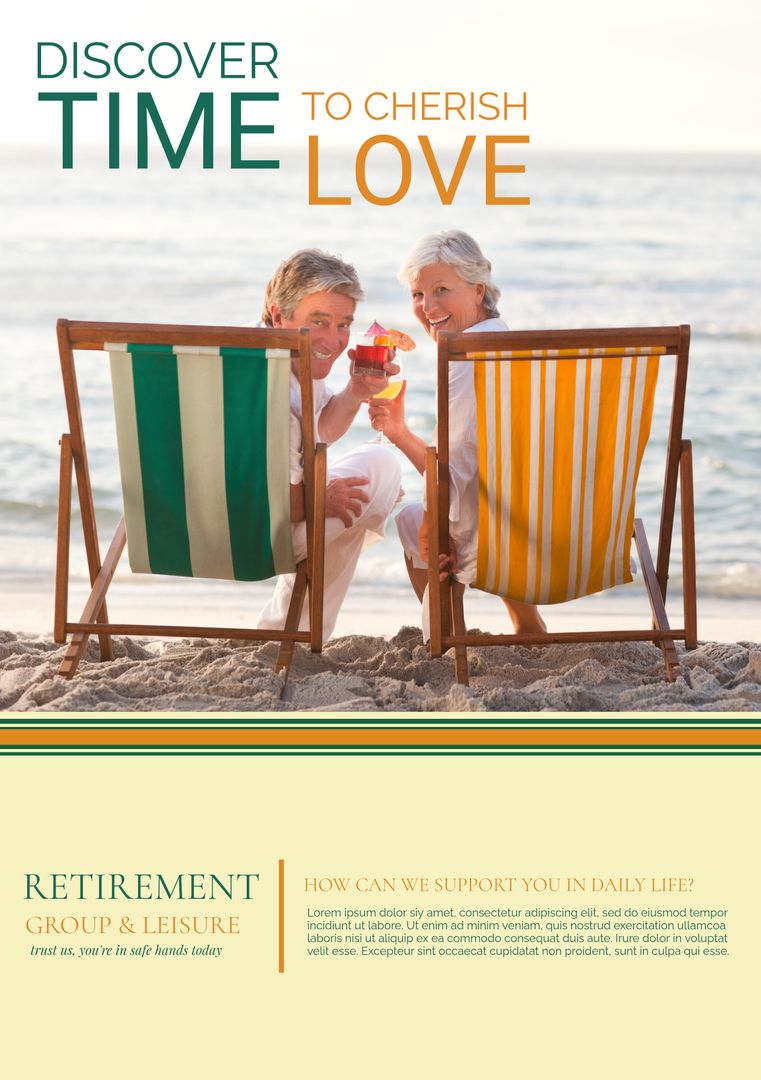 Elderly Couple Enjoying Beach Sunset Highlighting Retirement Bliss