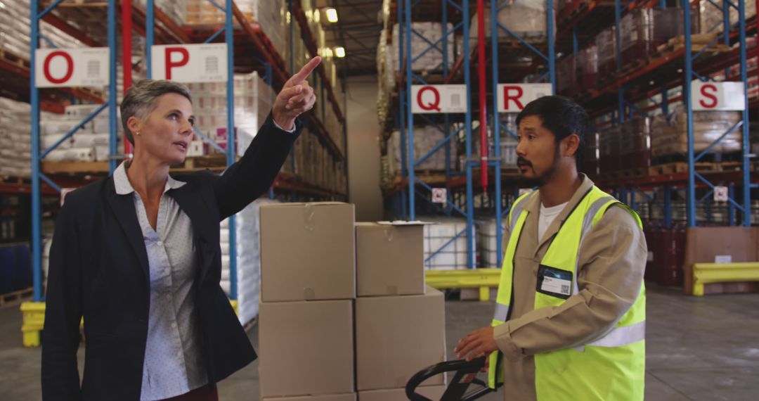 Supervisor Discussing Logistics with Warehouse Worker - Free Images, Stock Photos and Pictures on Pikwizard.com