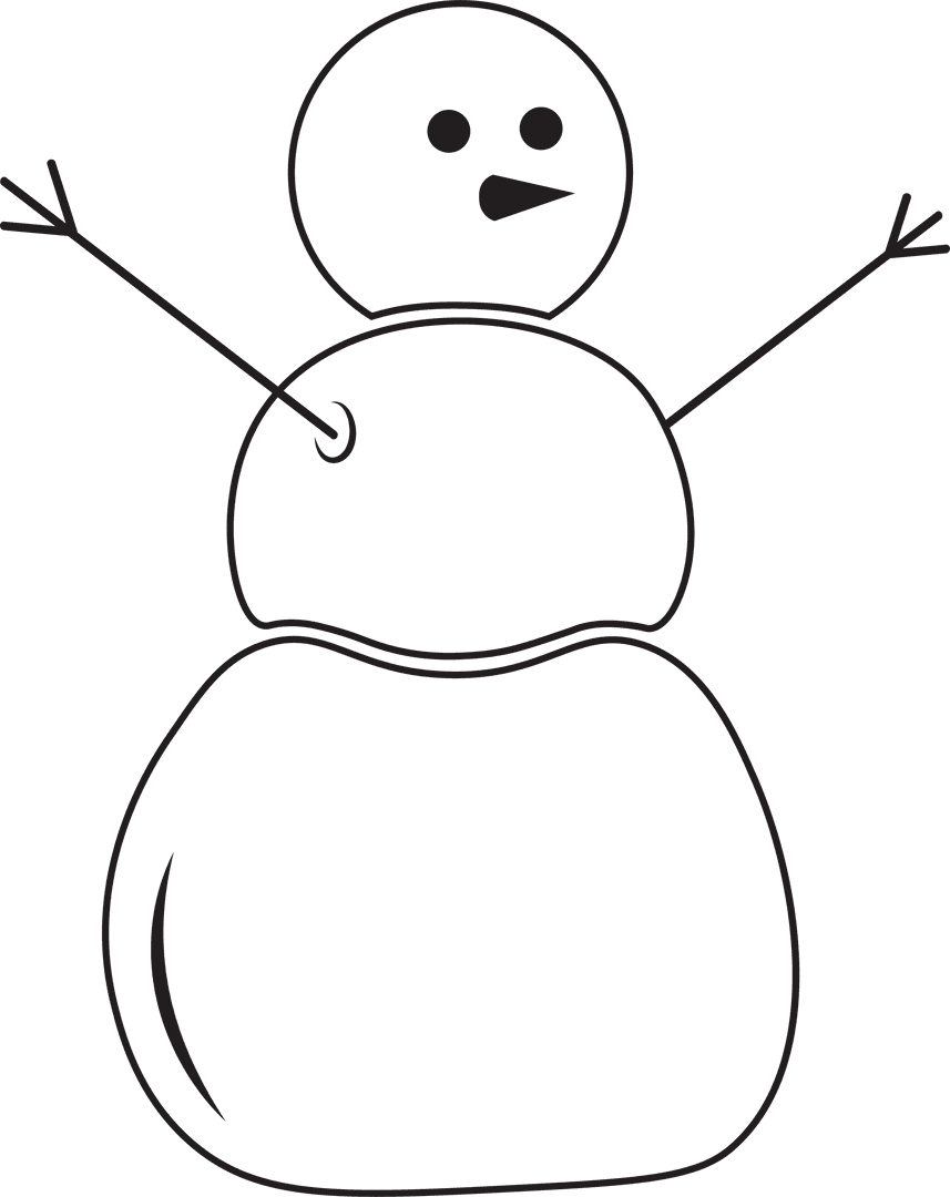 Transparent Black Outlined Snowman Illustration for Winter Themes