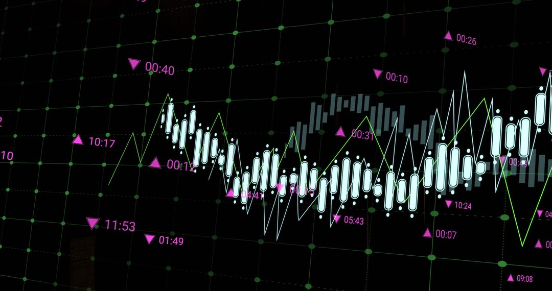 Digital Data Charts and Graphs over Black Background