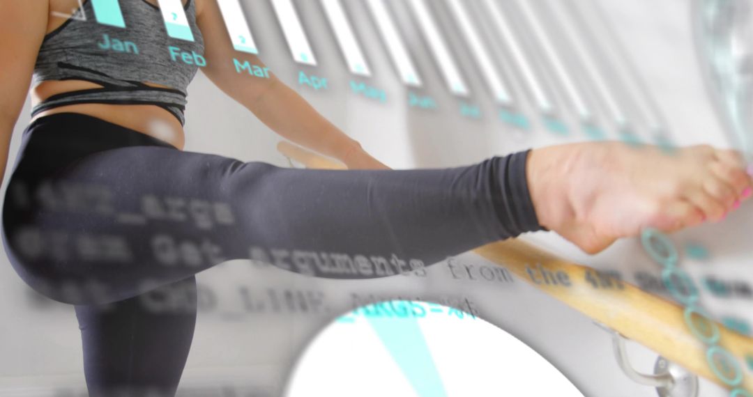 Barre Balance and Flexibility Training with Data Overlay for Fitness and Wellness