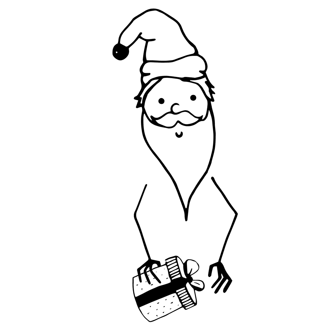 Santa Claus Holding Gift on Transparent Background