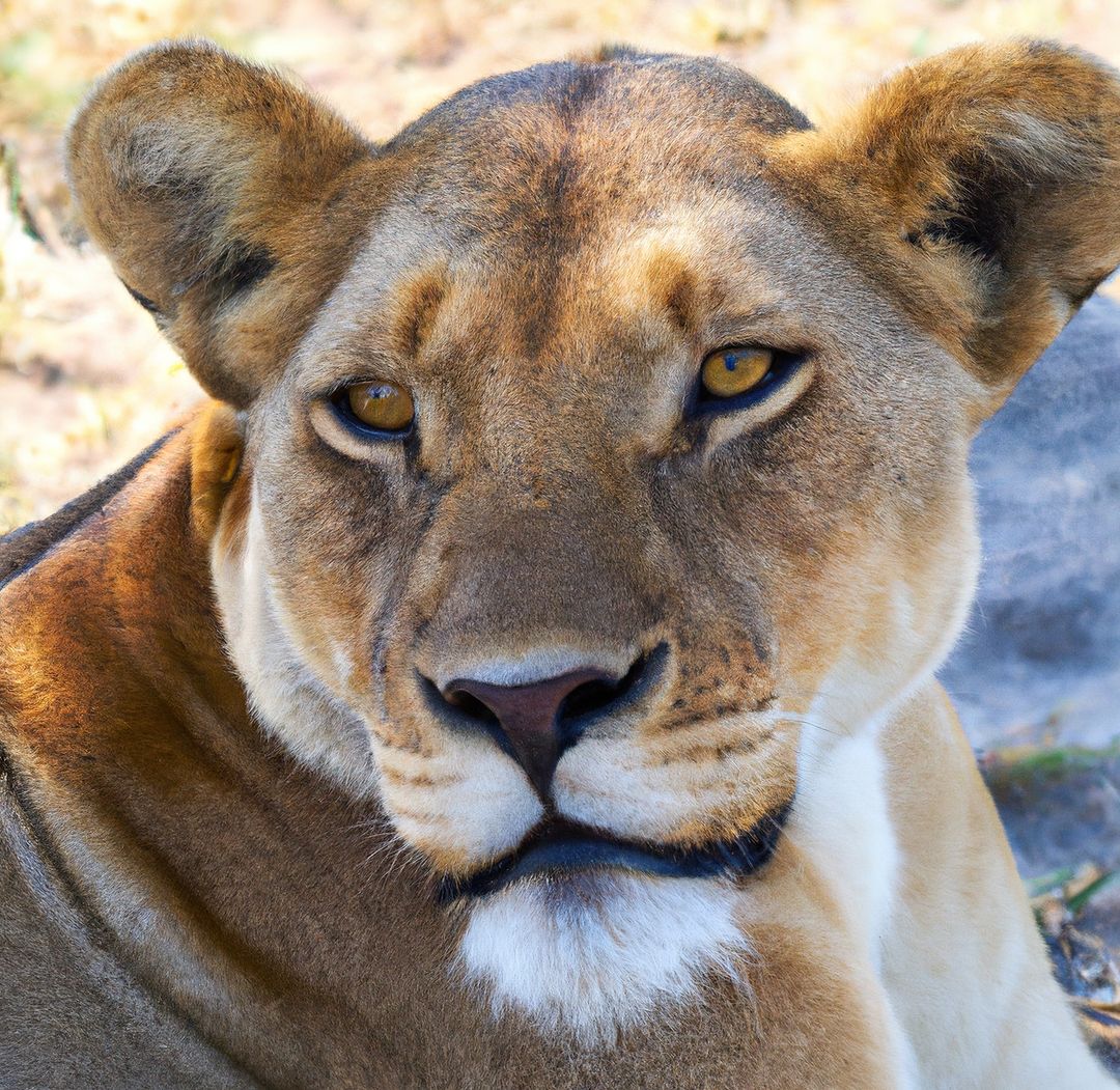 Close-Up of African Lioness in Natural Habitat, Intense Gaze - Free Images, Stock Photos and Pictures on Pikwizard.com