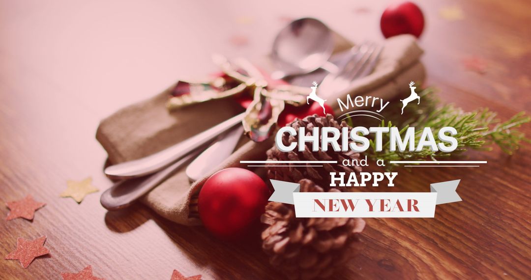 Christmas and New Year Greetings with Festive Table Setting