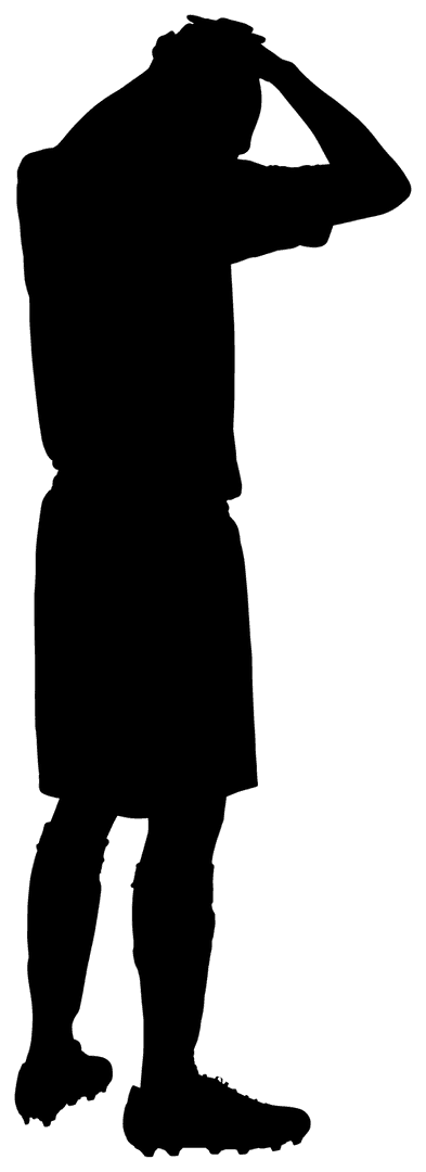 Silhouette of Male Football Player on Transparent Background, Action Pose