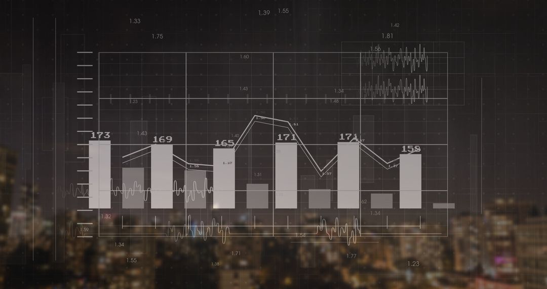 City Skyline with Data Visualization Overlay