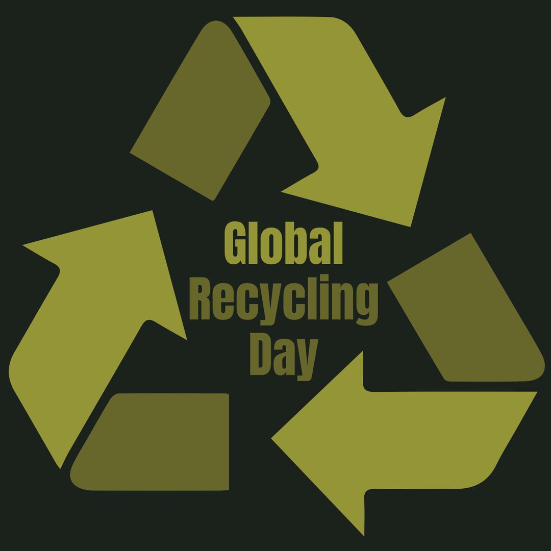 Global Recycling Day Green Arrows on Black Background
