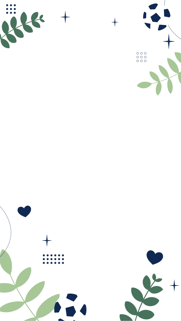 Colorful Decorative Football Border with Transparent Background