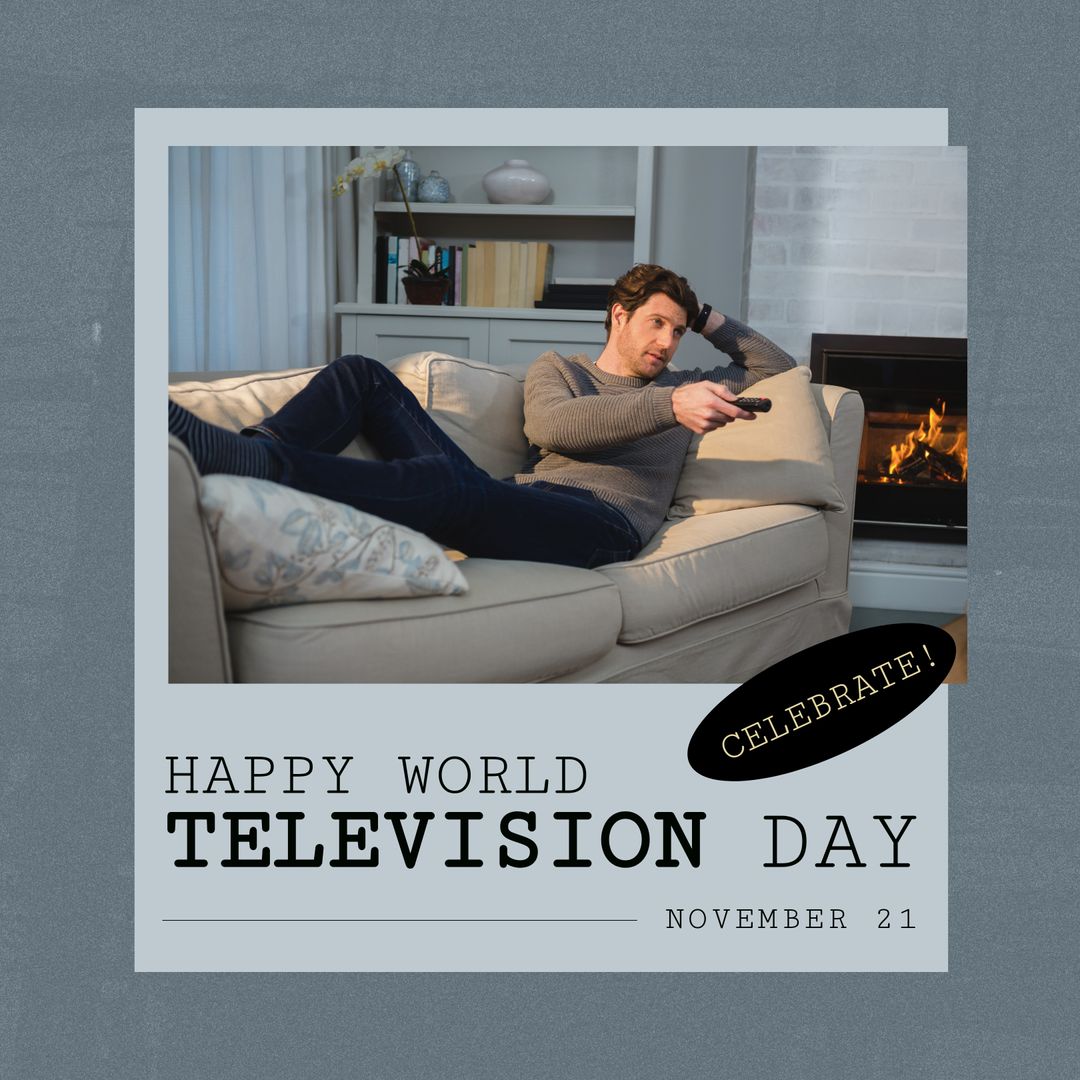 Relaxed Man Enjoying Television at Home on Couch